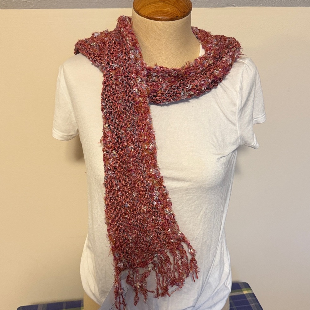 Hand knit cotton blend scarf